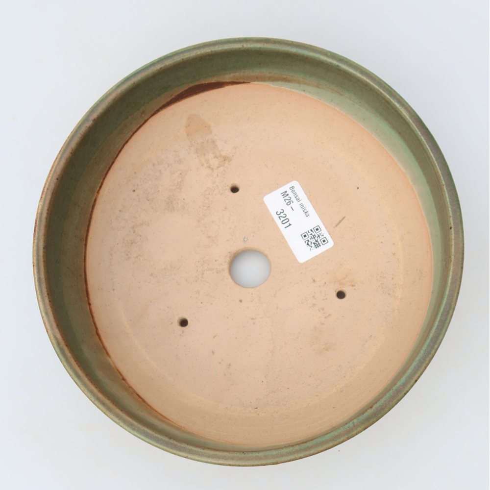 Ceramic bonsai pot, 18 x 18 x 6.5 cm, green