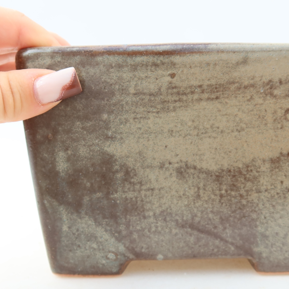 Ceramic bonsai pot, 15.5 x 15.5 x 11 cm, brown