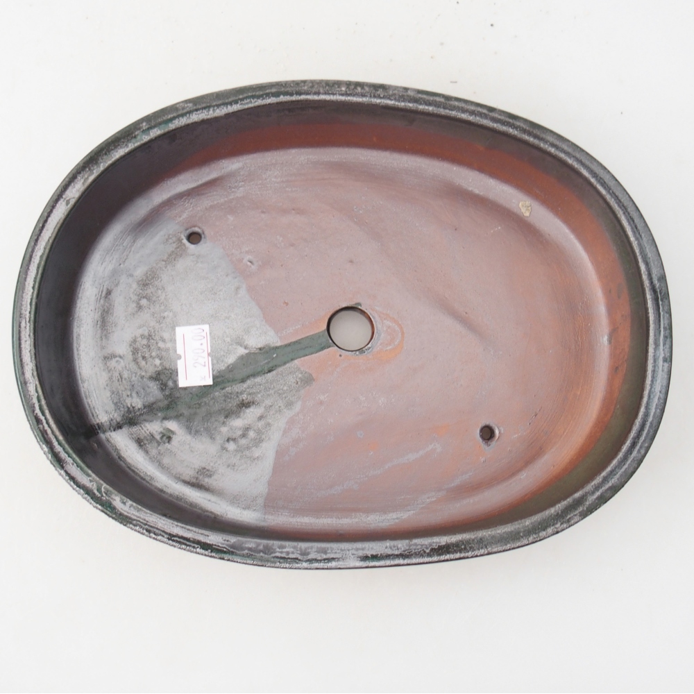 Ceramic bonsai bowl 22 x 17 x 5 cm, metallic green