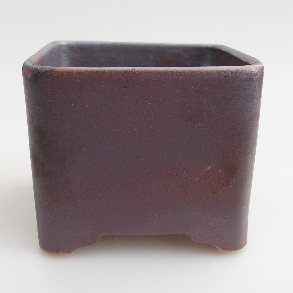 Ceramic bonsai bowl 10 x 10 x 8 cm, metal colour