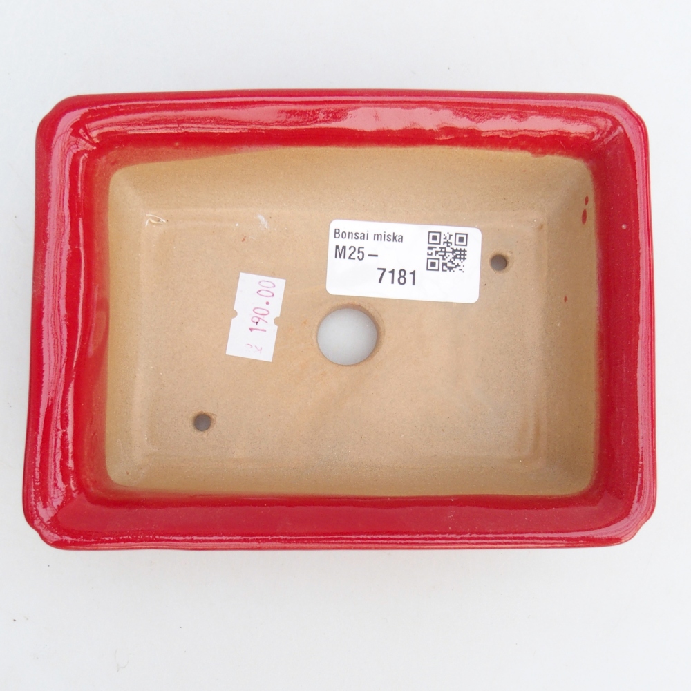 Ceramic bonsai bowl 14 x 10,5 x 4 cm, colour red