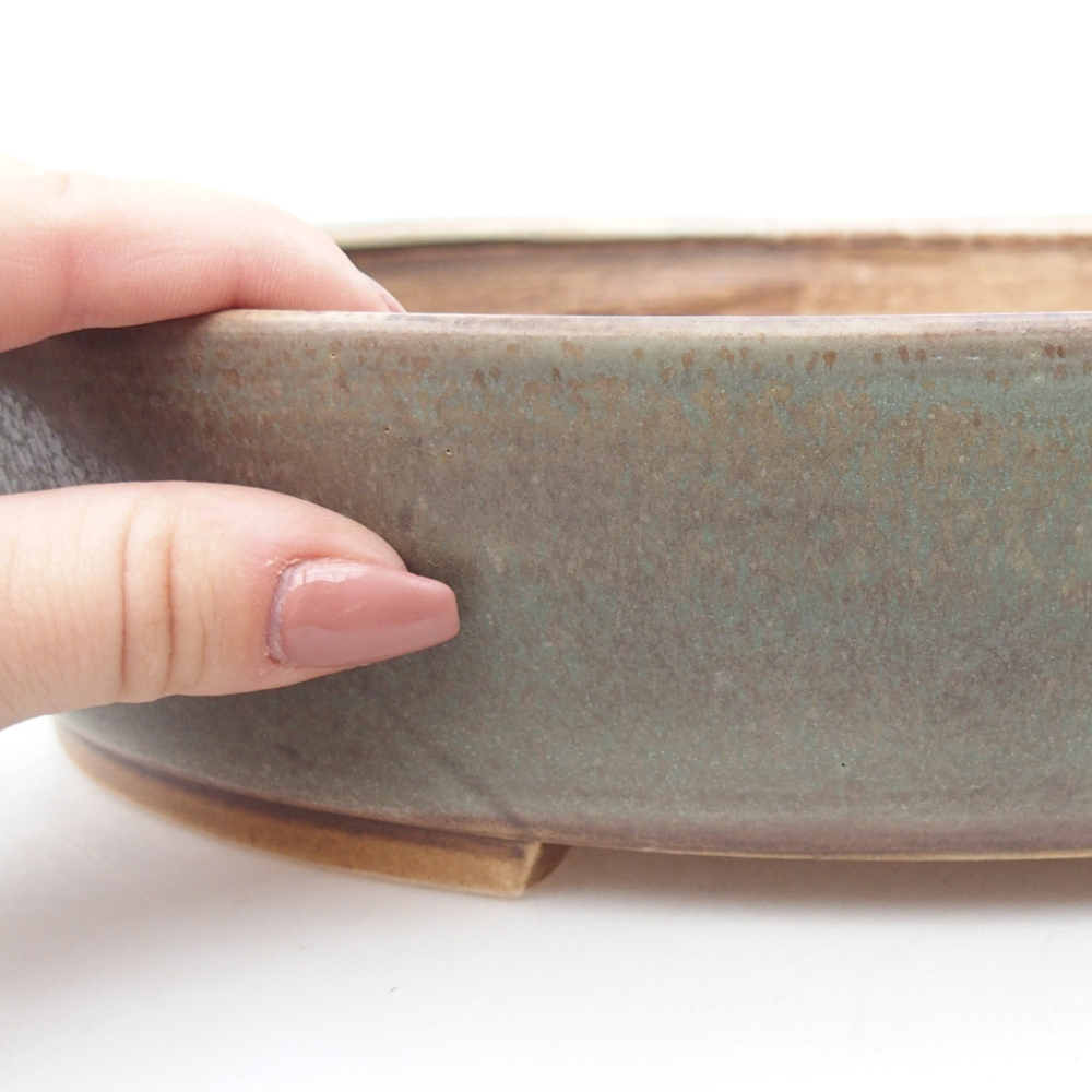 Ceramic bonsai bowl 31,5 x 27,5 x 6 cm, green