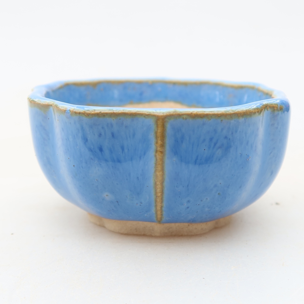 Ceramic bonsai pot, 5.5 x 5.5 x 3 cm, blue
