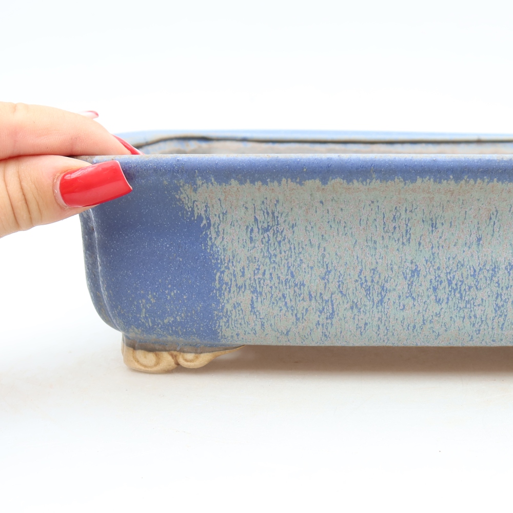 Ceramic bonsai pot, 25 x 20.5 x 7.5 cm, blue