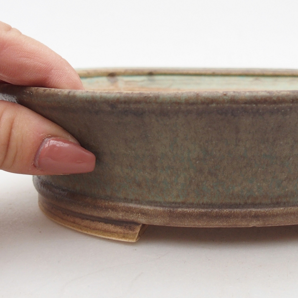 Ceramic bonsai bowl 17,5 x 16 x 5 cm, green