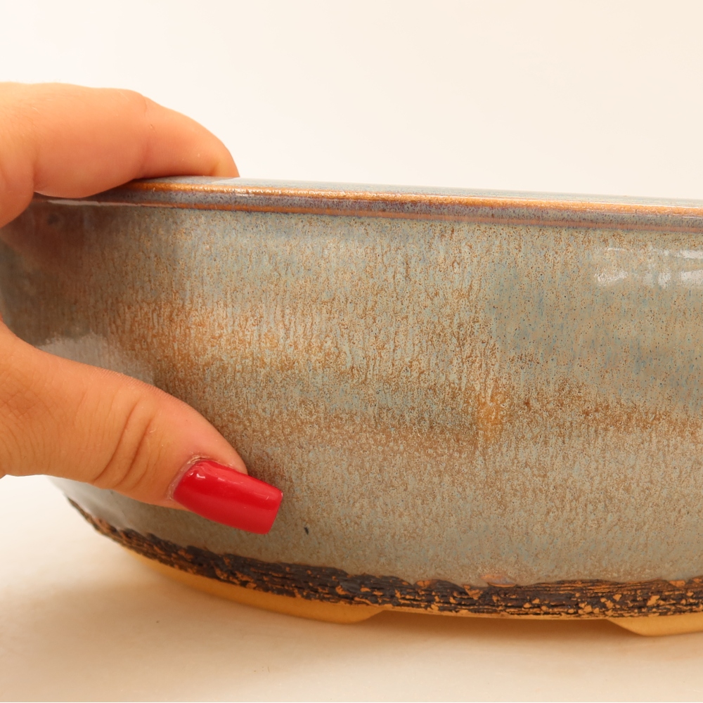 Ceramic bonsai pot, 28 x 28 x 9 cm, gray