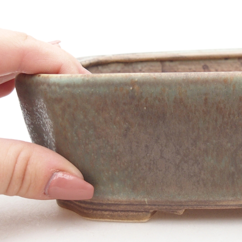 Ceramic bonsai bowl 21 x 18 x 6 cm, green