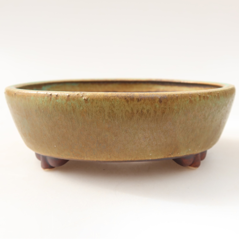 Ceramic bonsai pot, 12 x 10.5 x 4 cm, green