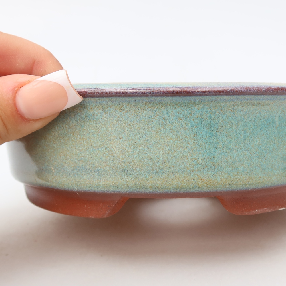 Ceramic bonsai bowl 15 x 15 x 4,5 cm, green