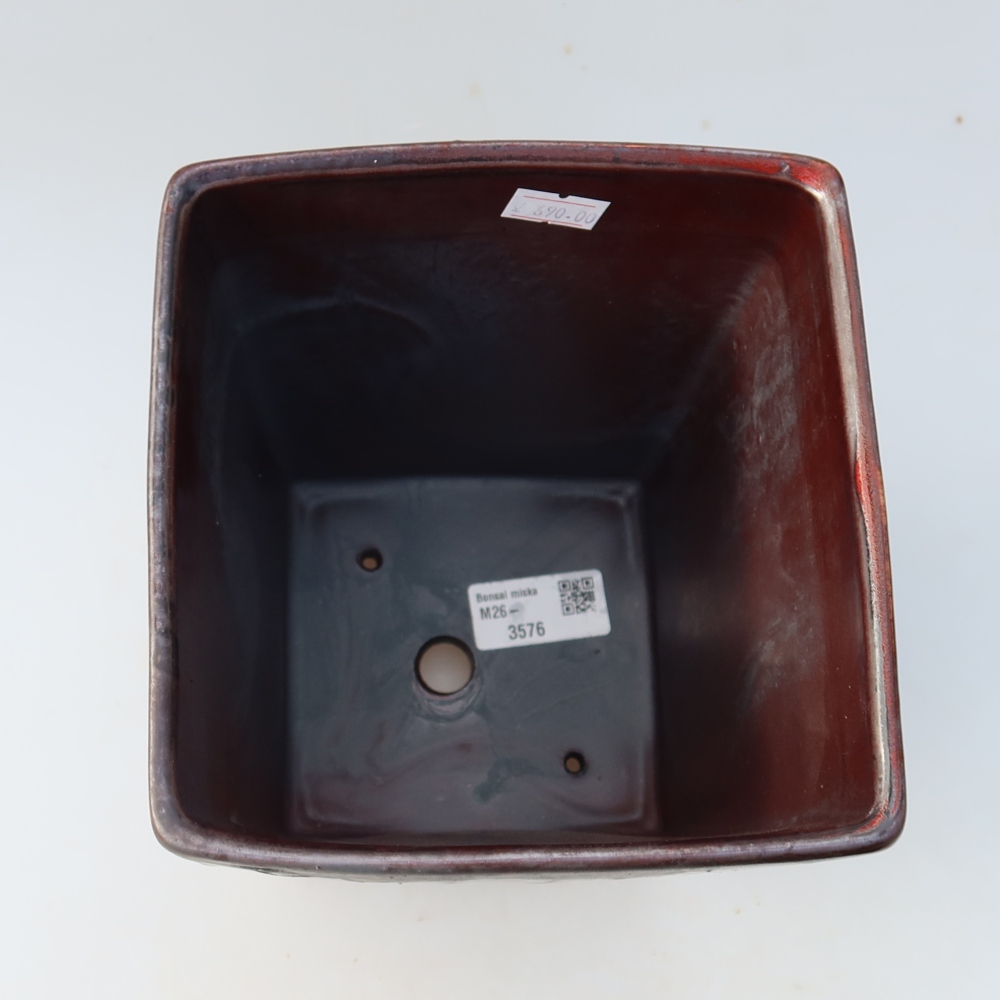 Ceramic bonsai bowl 15 x 15 x 19,5 cm, metal colour