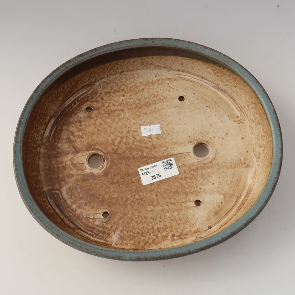 Ceramic bonsai pot, 27 x 24 x 6 cm, blue
