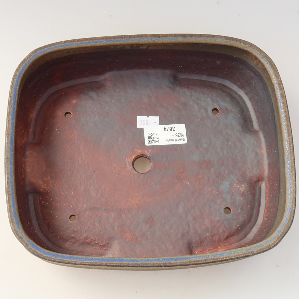 Ceramic bonsai pot, 24.5 x 21 x 6.5 cm, blue