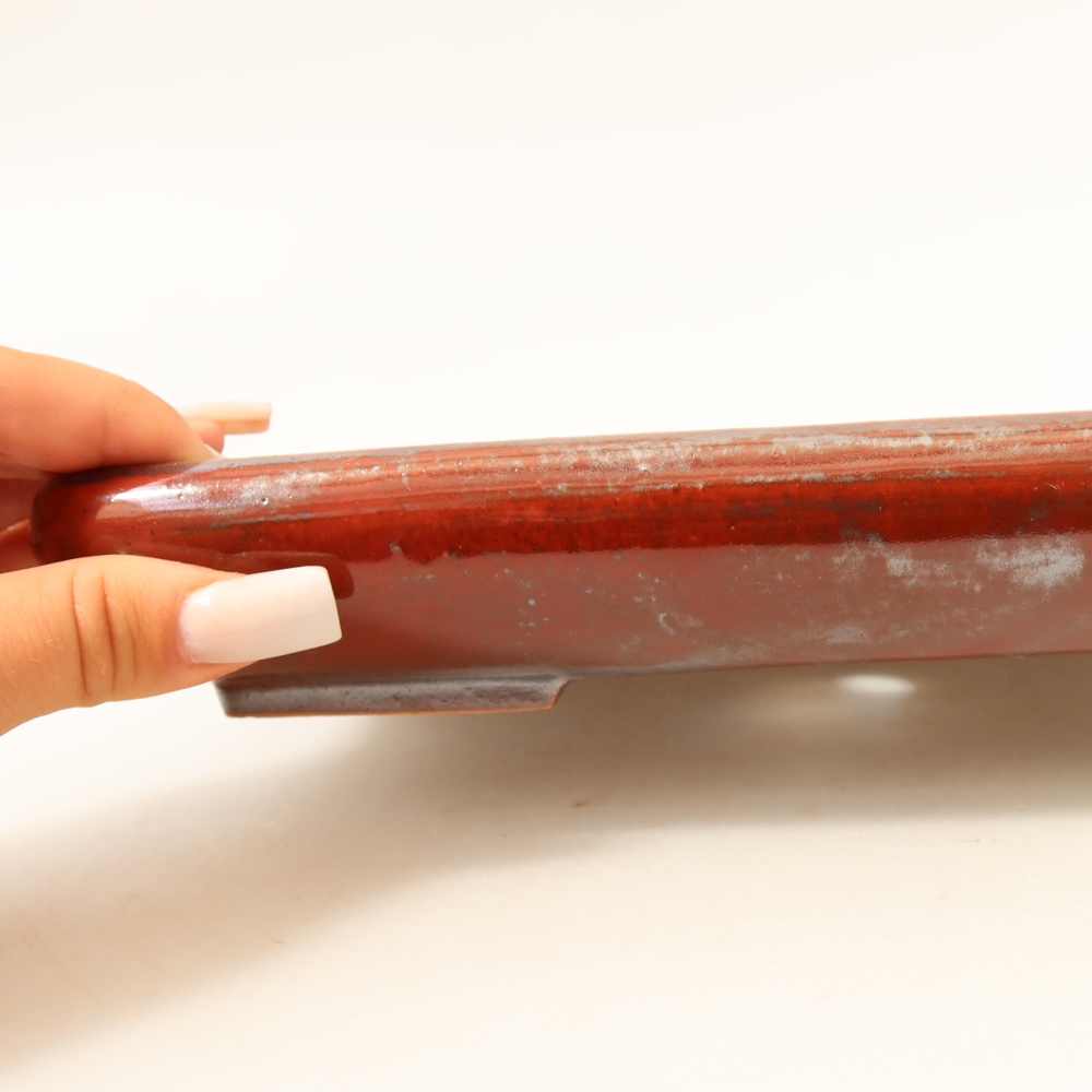 Ceramic bonsai pot, 24 x 17.5 x 4 cm, metallic red