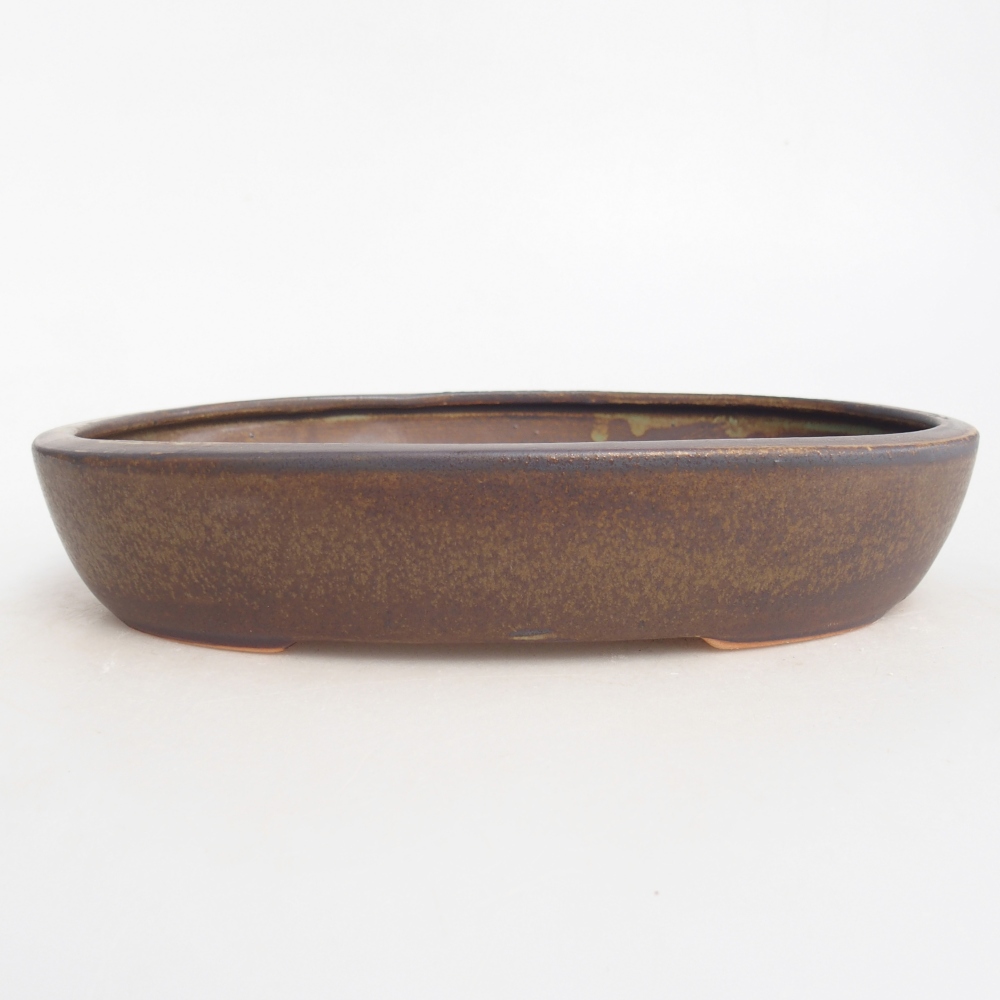 Ceramic bonsai bowl 22 x 17 x 4 cm, brown