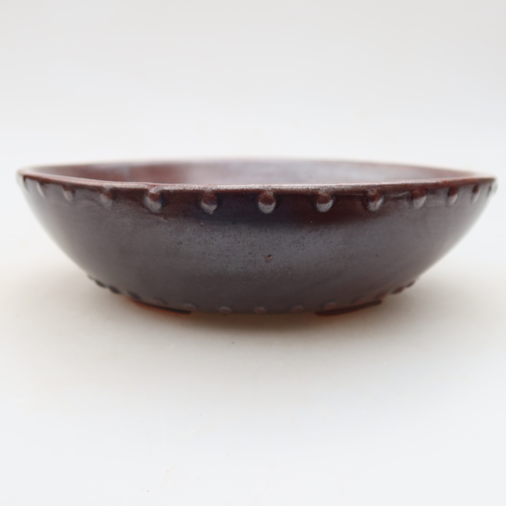 Ceramic bonsai bowl 17,5 x 17,5 x 5 cm, brown