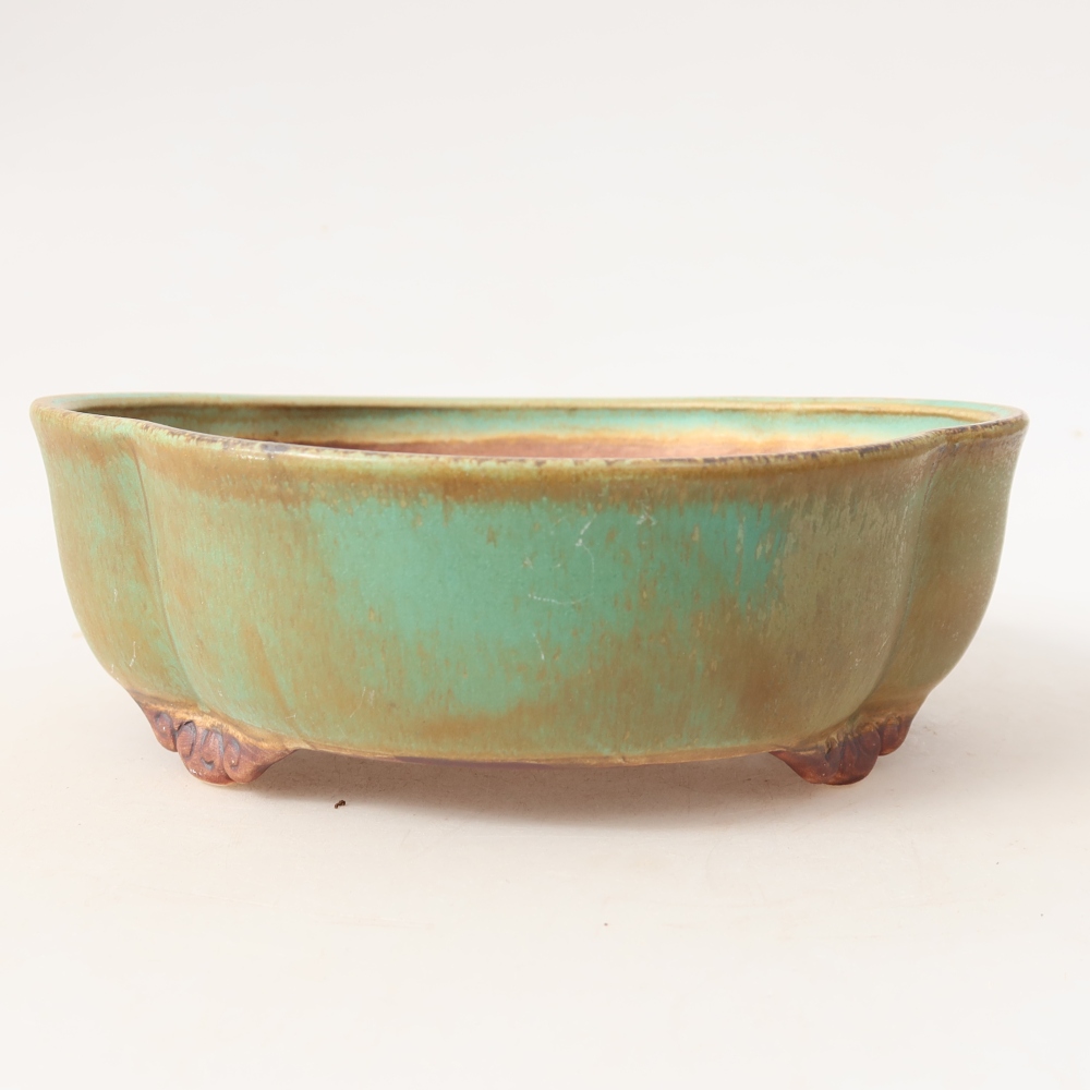 Ceramic bonsai bowl 17 x 15,5 x 5,5 cm, green