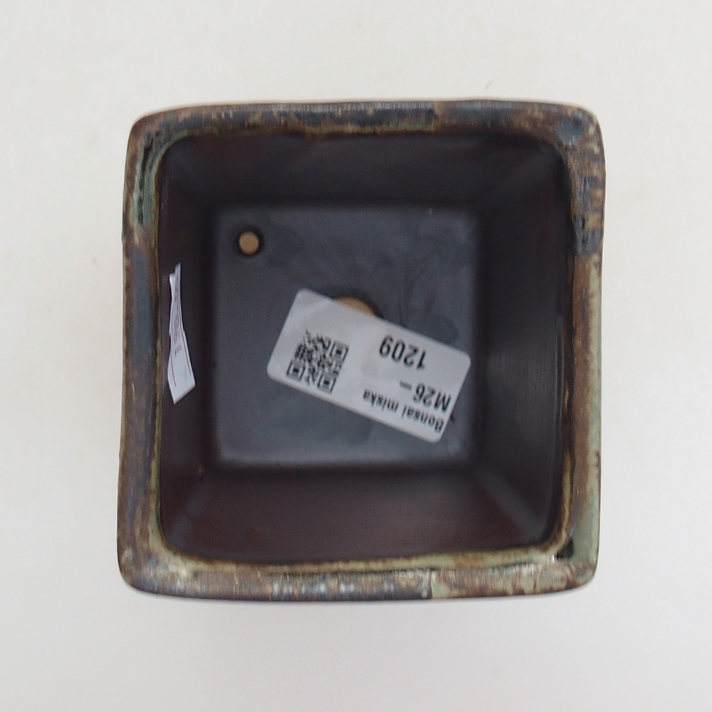 Ceramic bonsai bowl 7 x 7 x 9,5 cm, colour blue-brown
