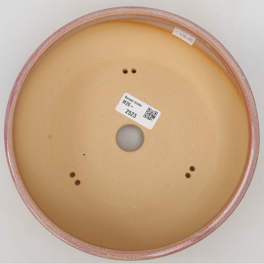 Ceramic bonsai pot, 21.5 x 21.5 x 6 cm, pink