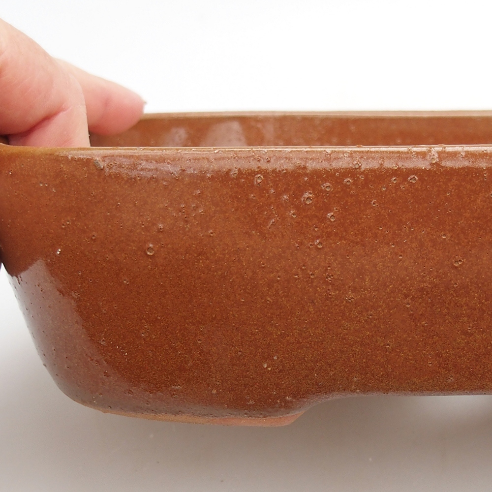 Ceramic bonsai bowl 23 x 18,5 x 5,5 cm, brown