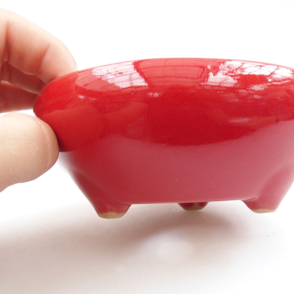 Ceramic bonsai bowl 11 x 11 x 5 cm, color red