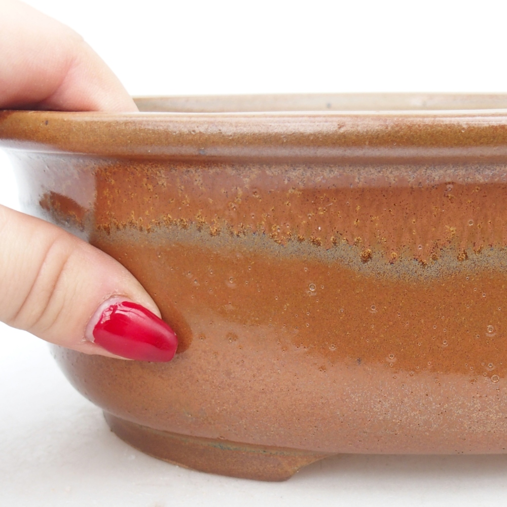 Ceramic bonsai bowl 23 x 19 x 7 cm, brown