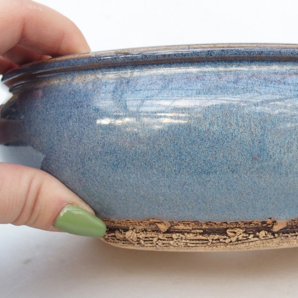 Ceramic bonsai bowl 20,5 x 20,5 x 7 cm, colour blue