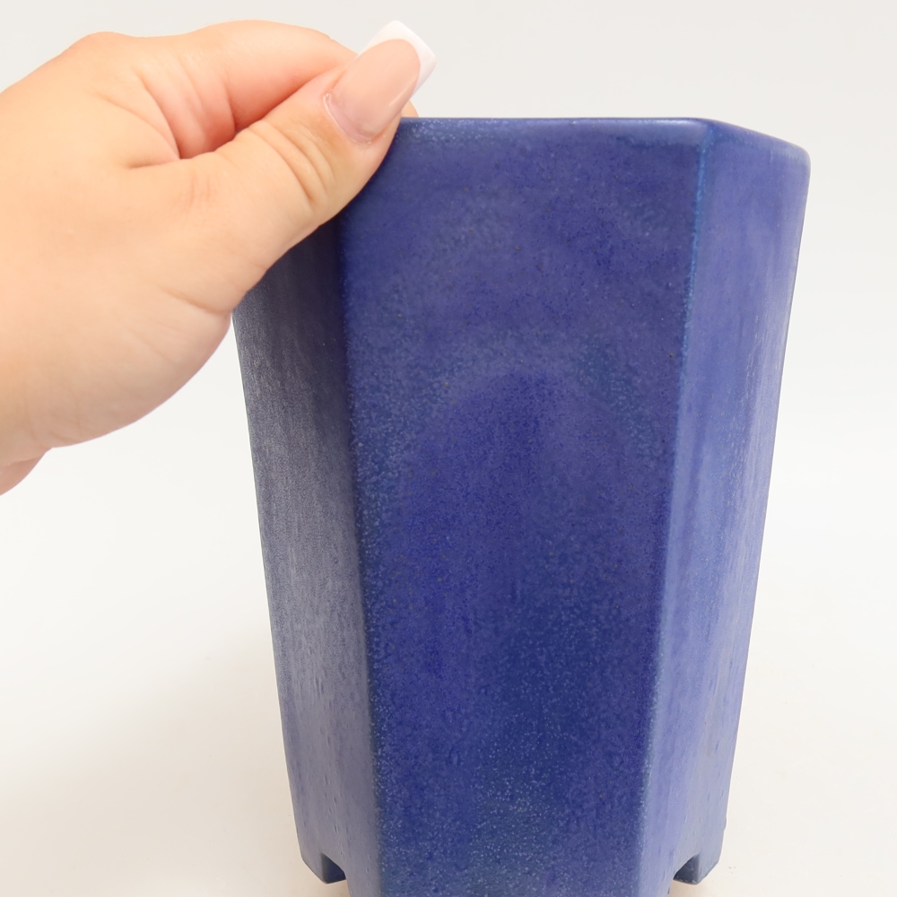 Ceramic bonsai pot, 13 x 12 x 17 cm, blue