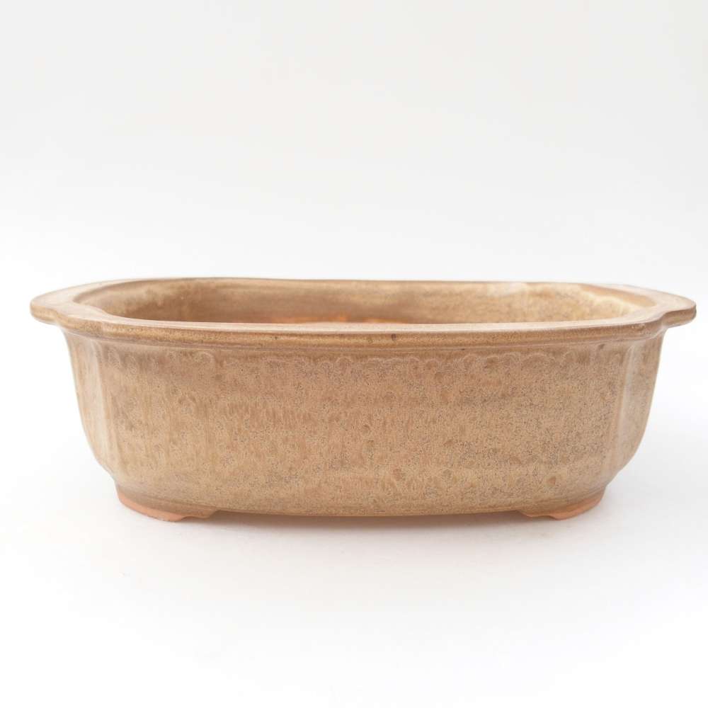Ceramic bonsai bowl 24,5 x 21 x 7 cm, color beige