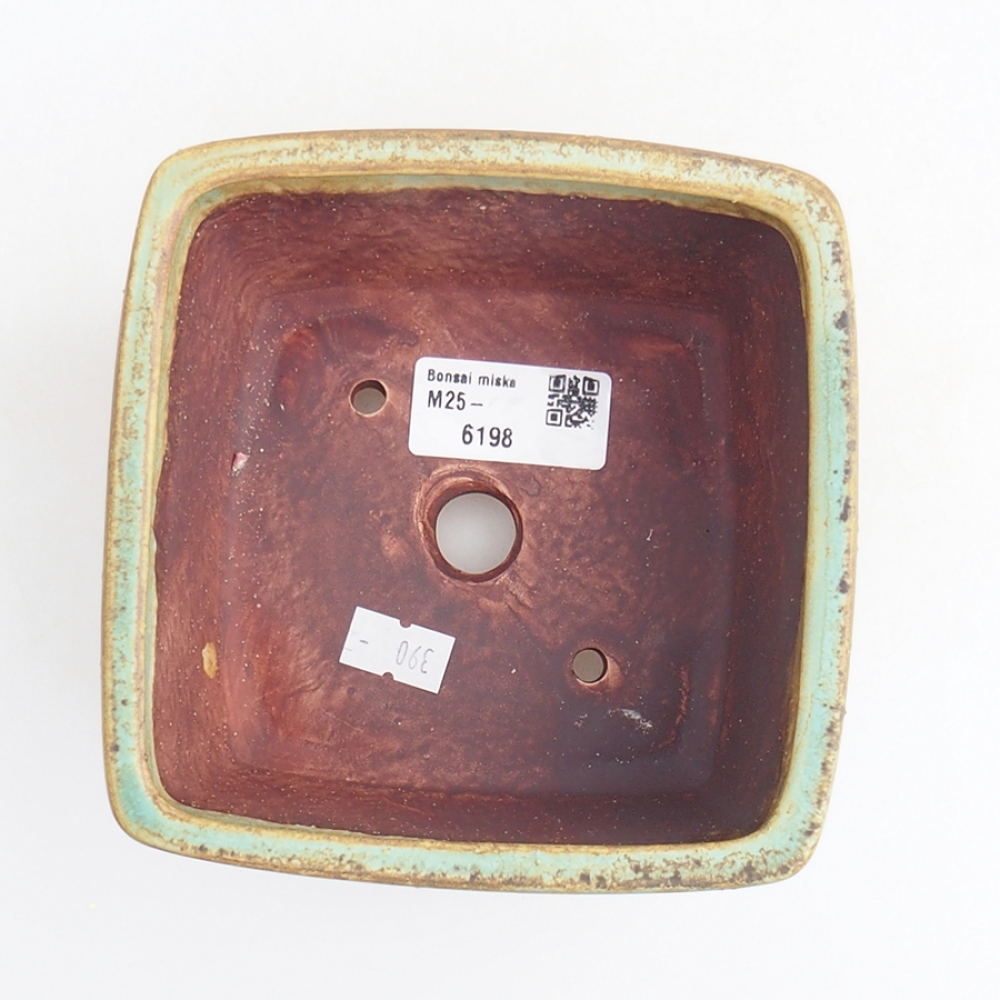 Ceramic bonsai bowl 12 x 12 x 8 cm, color green