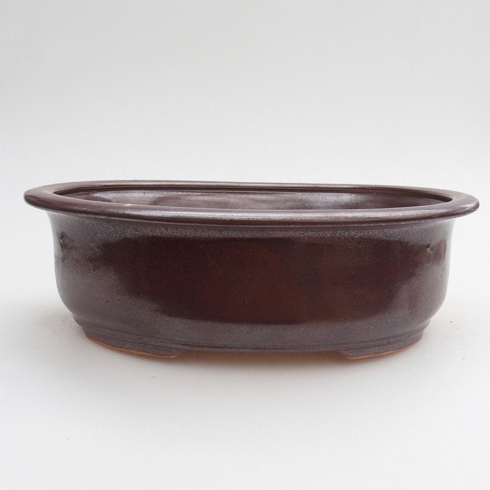 Ceramic bonsai bowl 23 x 19 x 7 cm, burgundy