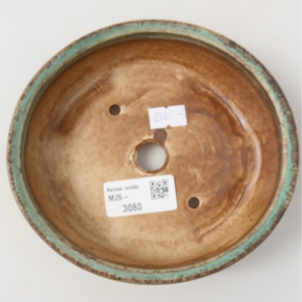 Ceramic bonsai pot, 15 x 14 x 4 cm, green