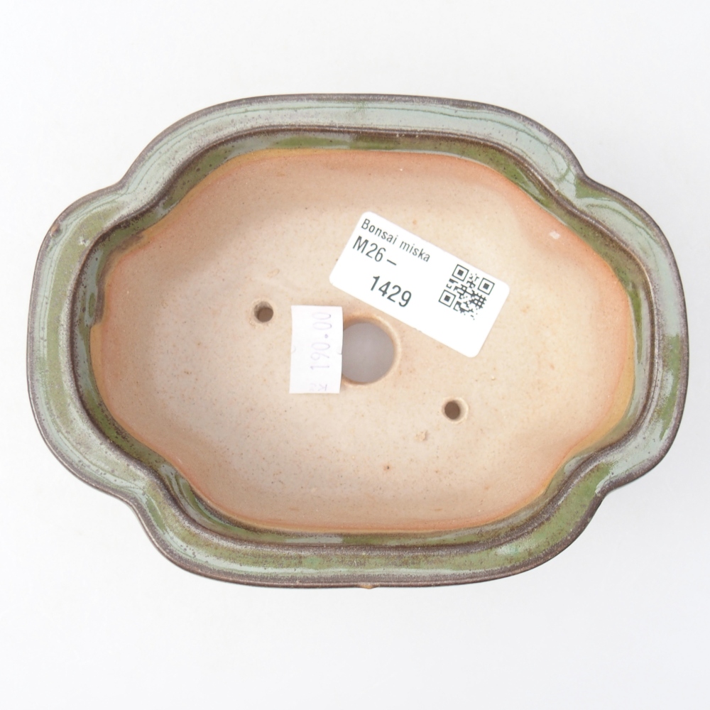 Ceramic bonsai bowl 13 x 10 x 5 cm, green