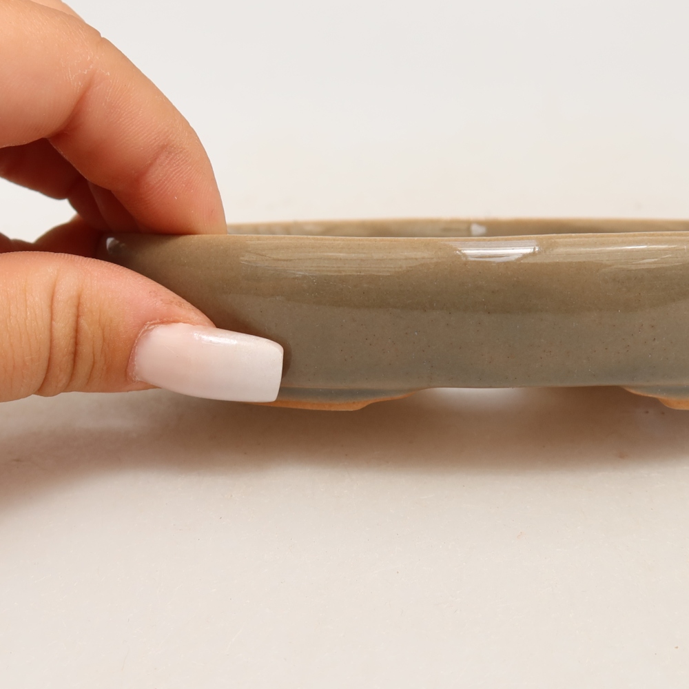 Ceramic bonsai pot, 13 x 9.5 x 2.5 cm, gray