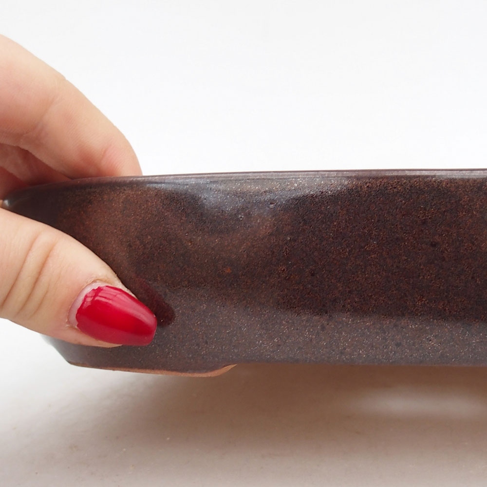 Ceramic bonsai bowl 22 x 17 x 4 cm, brown