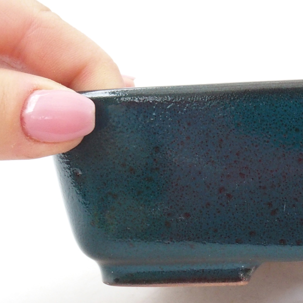 Ceramic bonsai bowl 15 x 12 x 4,5 cm, color green