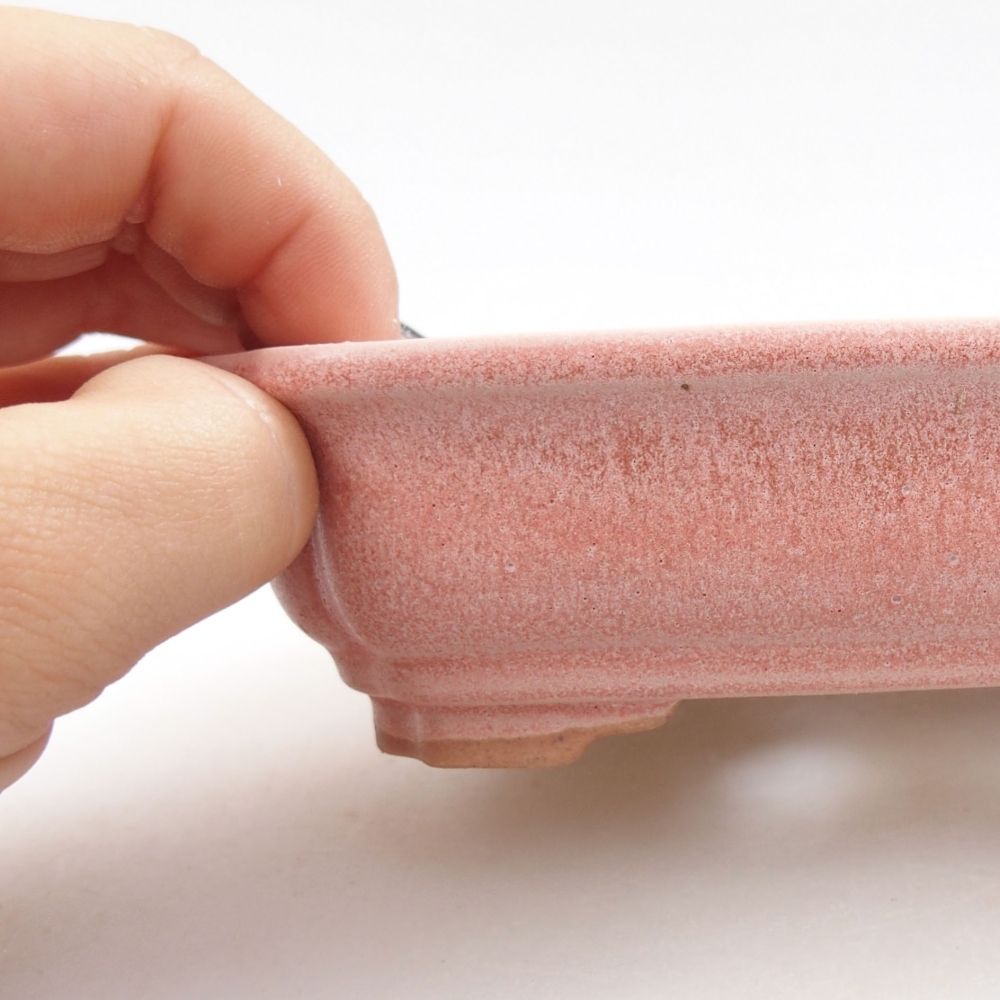Ceramic bonsai bowl 14 x 10,5 x 4 cm, color pink