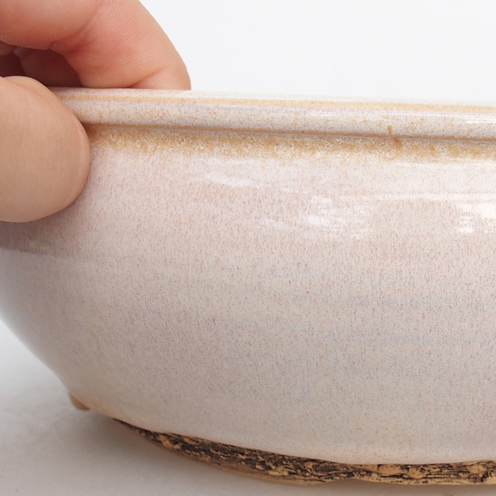 Ceramic bonsai bowl 21,5 x 21,5 x 7,5 cm, colour beige