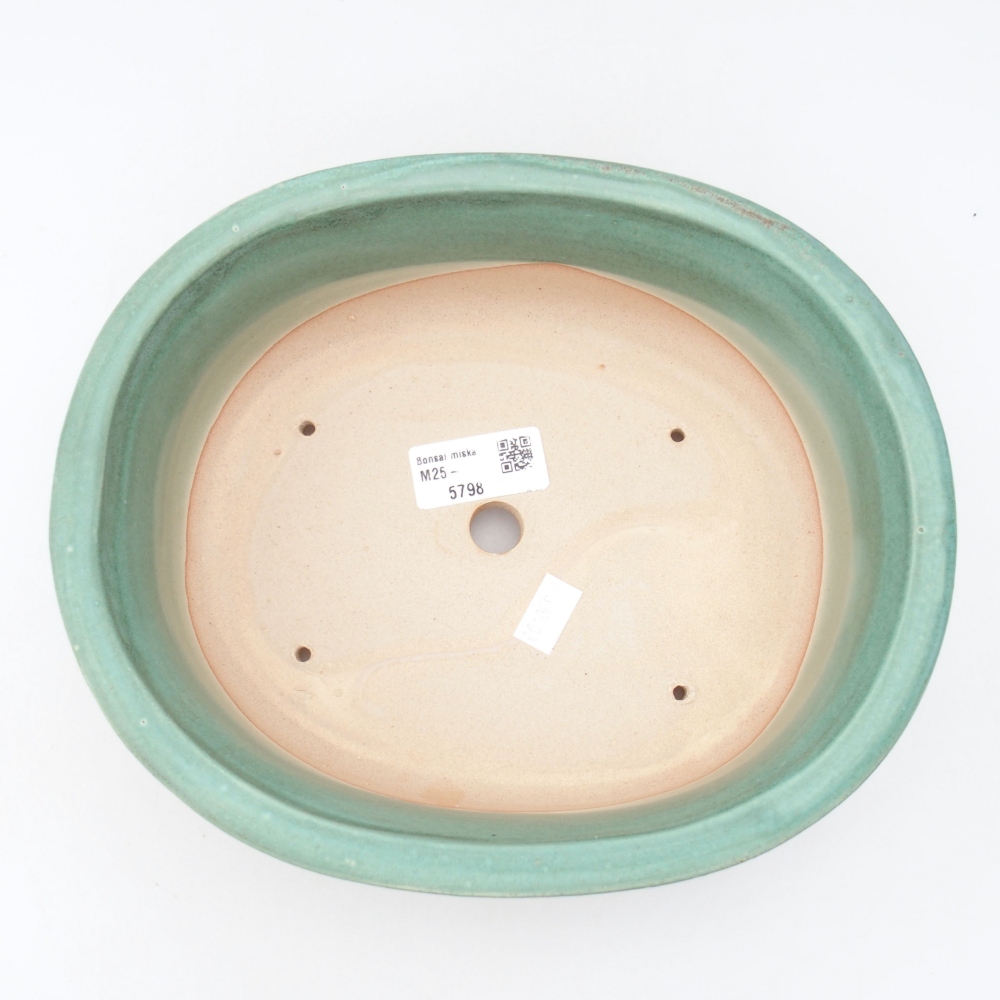 Ceramic bonsai bowl 23 x 19,5 x 7 cm, color green