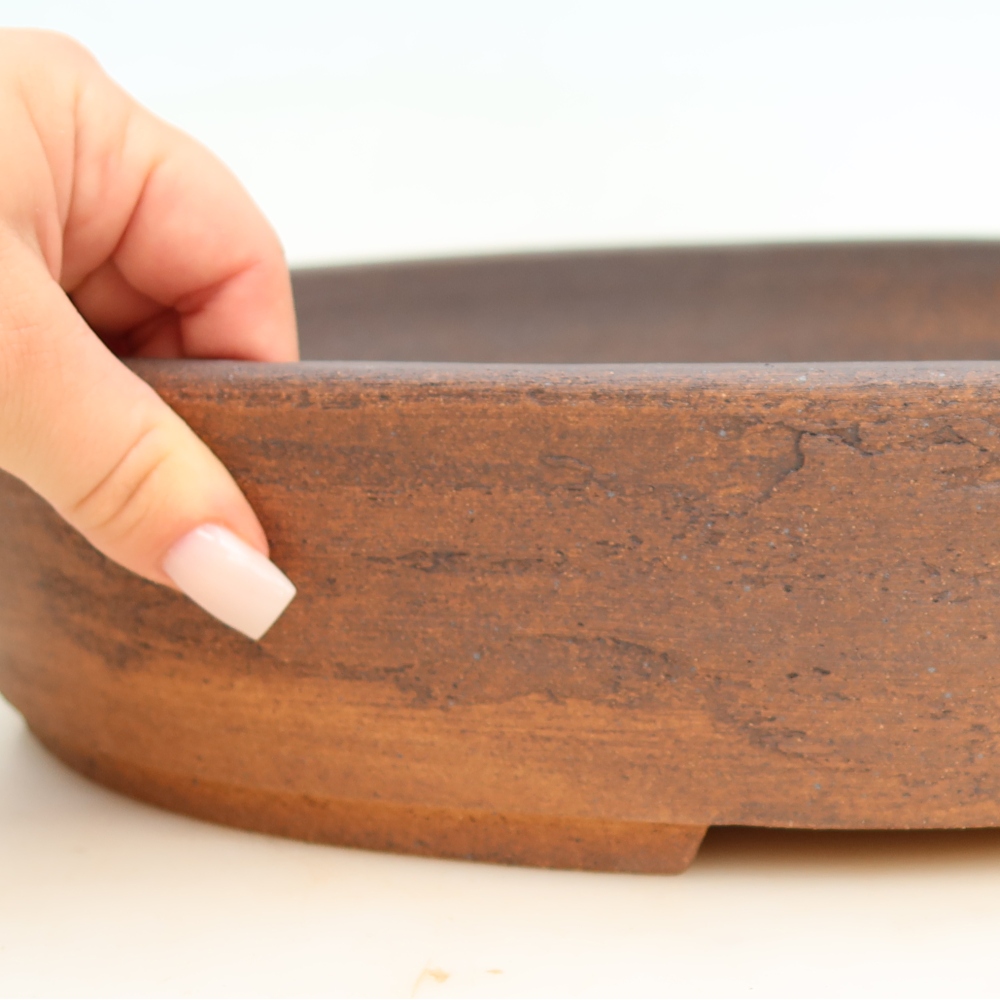 Ceramic bonsai pot, 38 x 30.5 x 8 cm, brown