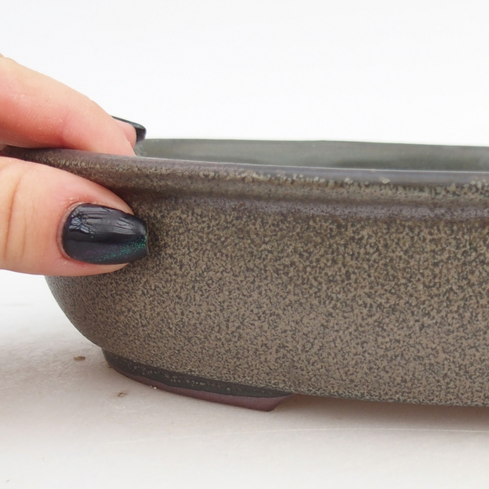 Ceramic bonsai bowl 21,5 x 17 x 5 cm, grey