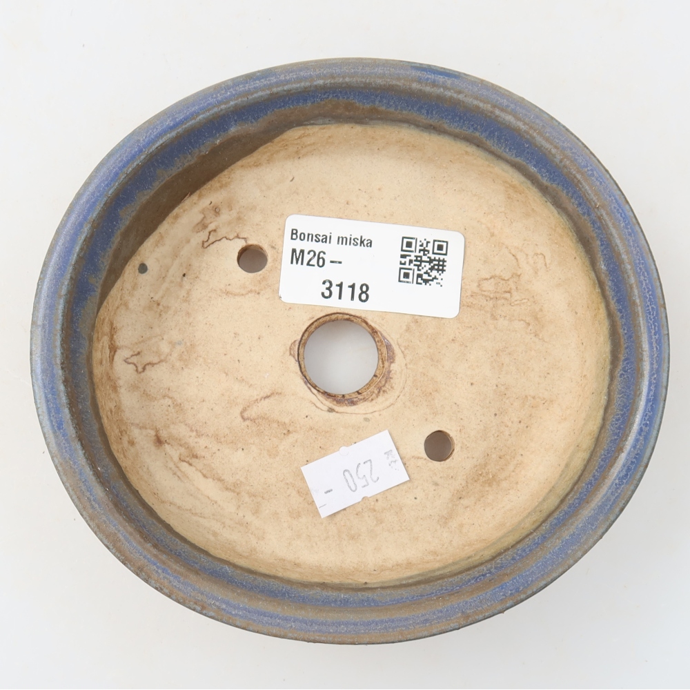 Ceramic bonsai pot, 12.5 x 11.5 x 3.5 cm, blue