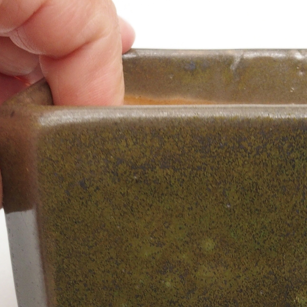 Ceramic bonsai bowl 9,5 x 9,5 x 7 cm, color green