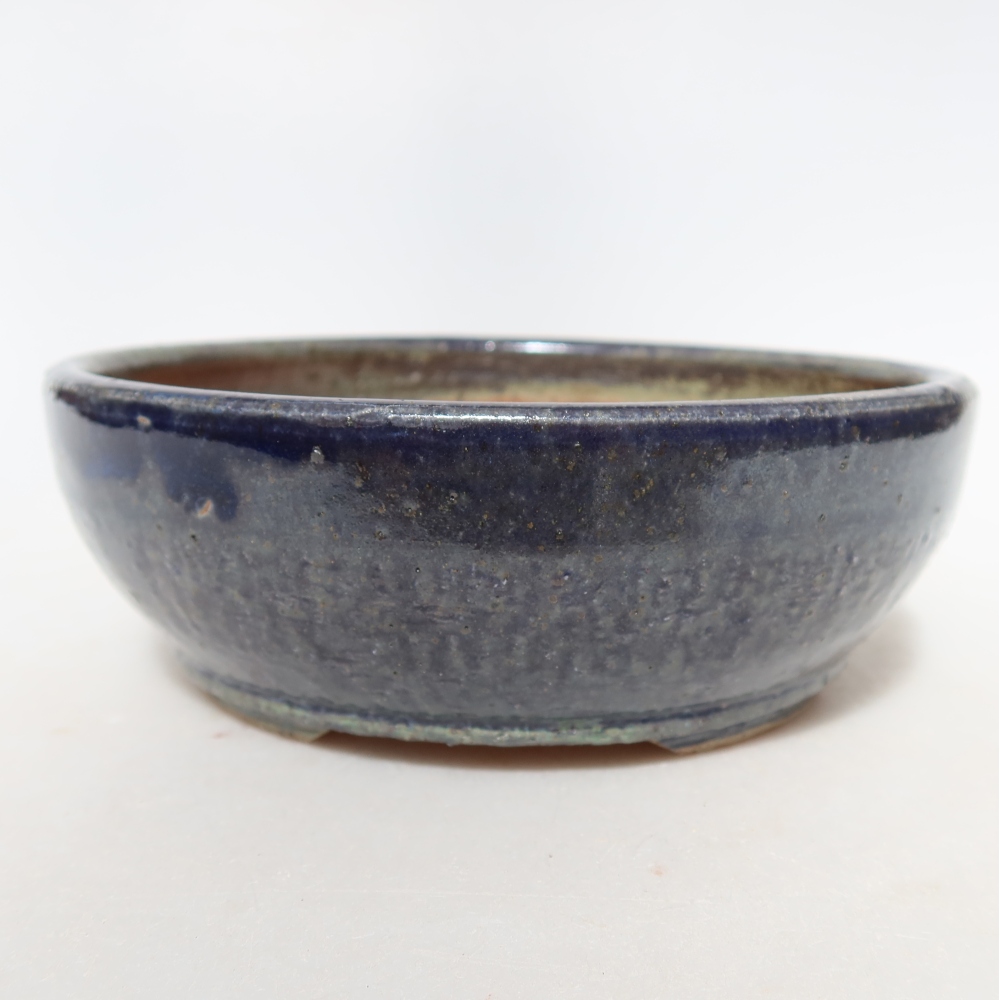 Ceramic bonsai pot, 14 x 14 x 5 cm, blue