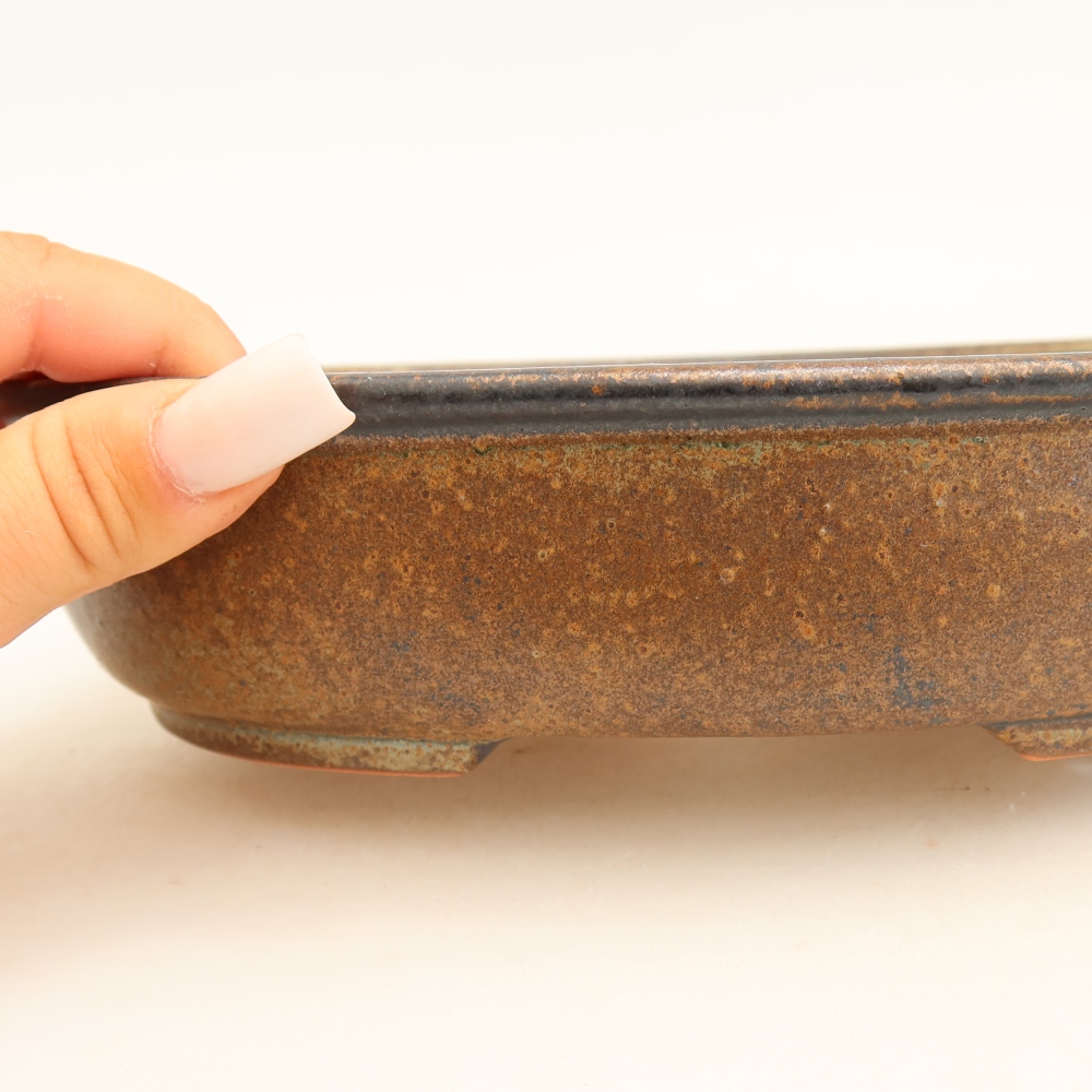 Ceramic bonsai bowl 22 x 17 x 5 cm, brown