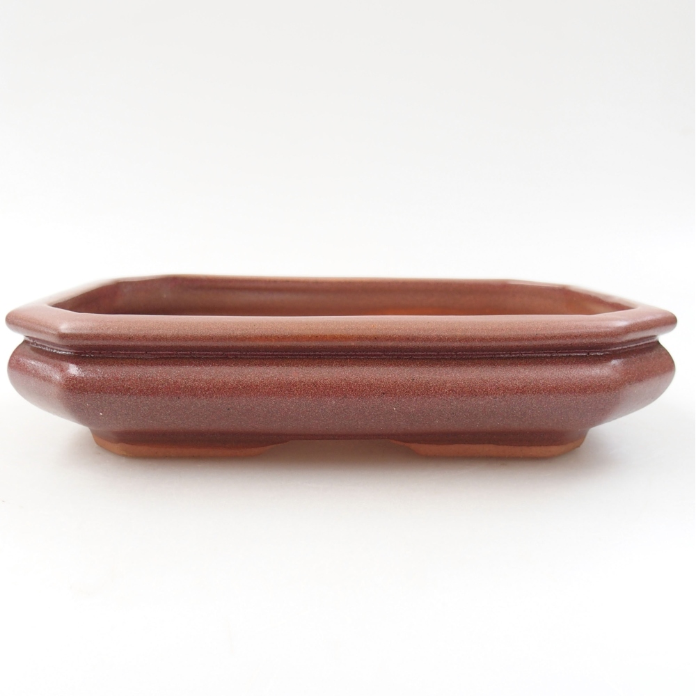 Ceramic bonsai bowl 18,5 x 13,5 x 4 cm, color burgundy