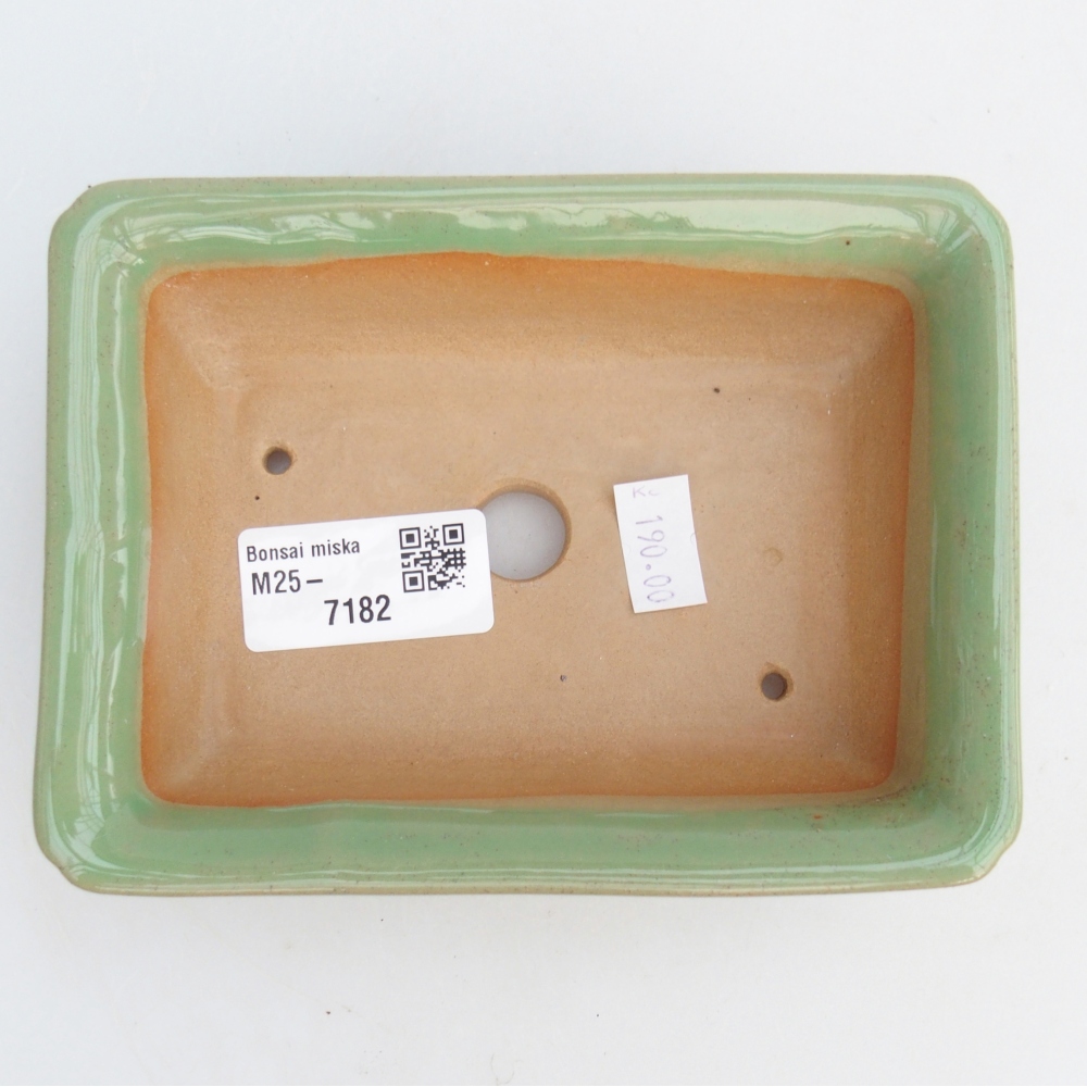 Ceramic bonsai bowl 14 x 10,5 x 4 cm, green