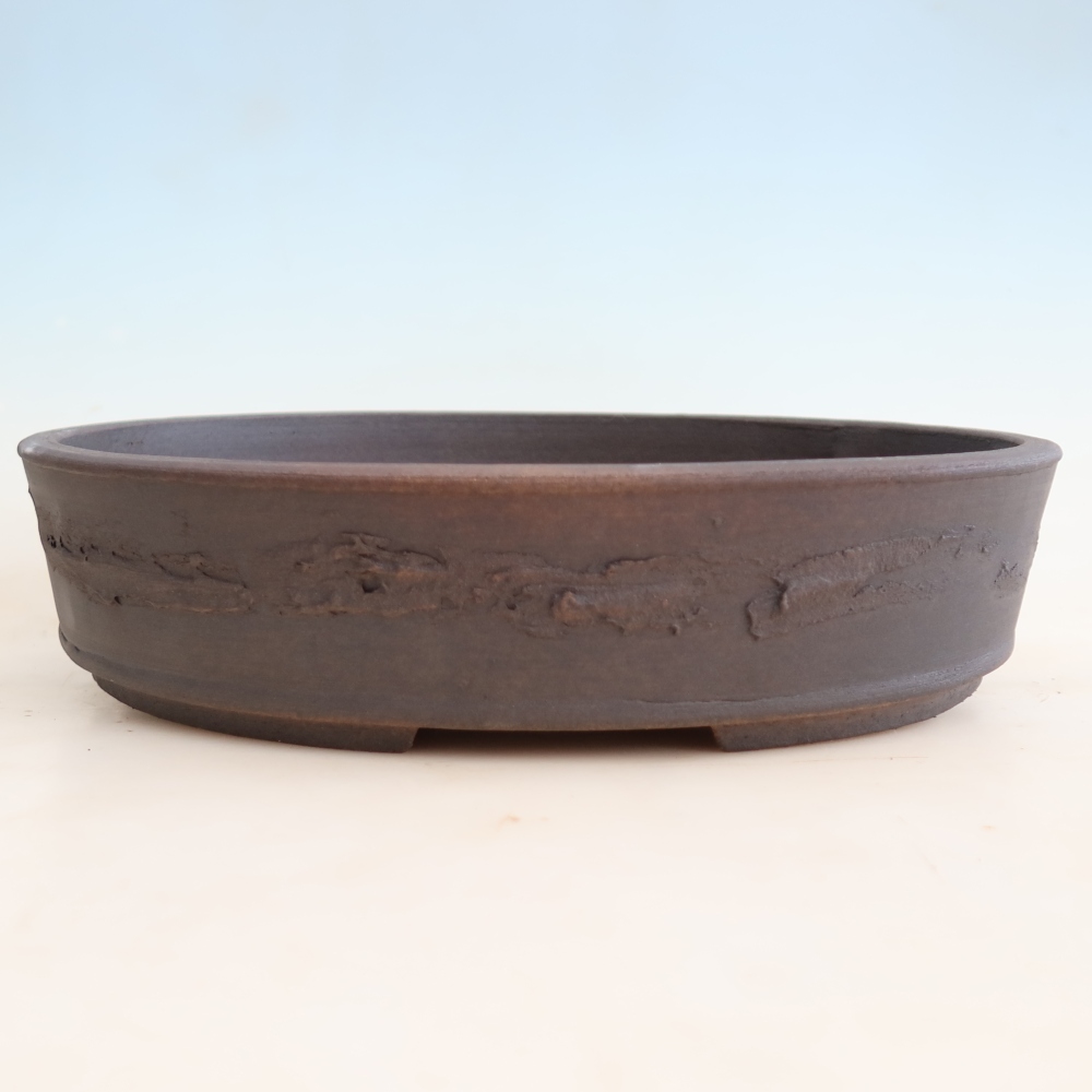 Ceramic bonsai pot, 37.5 x 30.5 x 8.5 cm, brown