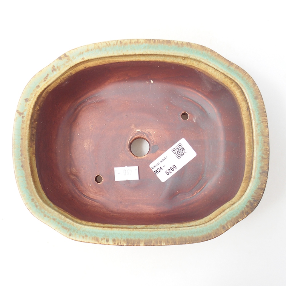 Ceramic bonsai bowl 20 x 16 x 7  cm, color green