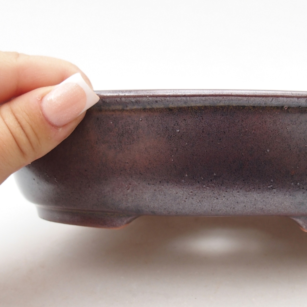 Ceramic bonsai bowl 19 x 14,5 x 4,5 cm, brown