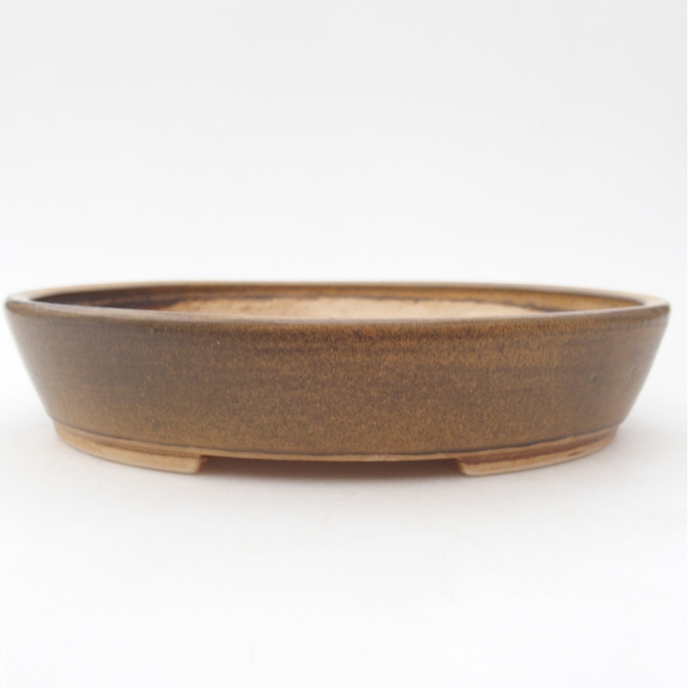 Ceramic bonsai bowl 22,5 x 20 x 4,5 cm, brown